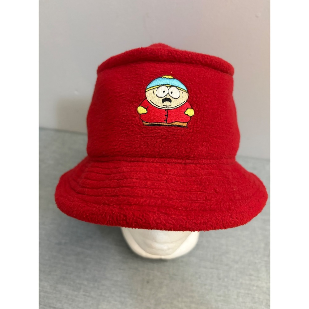 South Park Bucket Hat Mens S/M Red Cartman Vintage 90s Fleeceโ Embroidered Hat